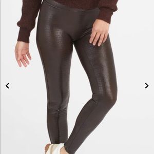 Spanx Faux Croc Leggings Brown